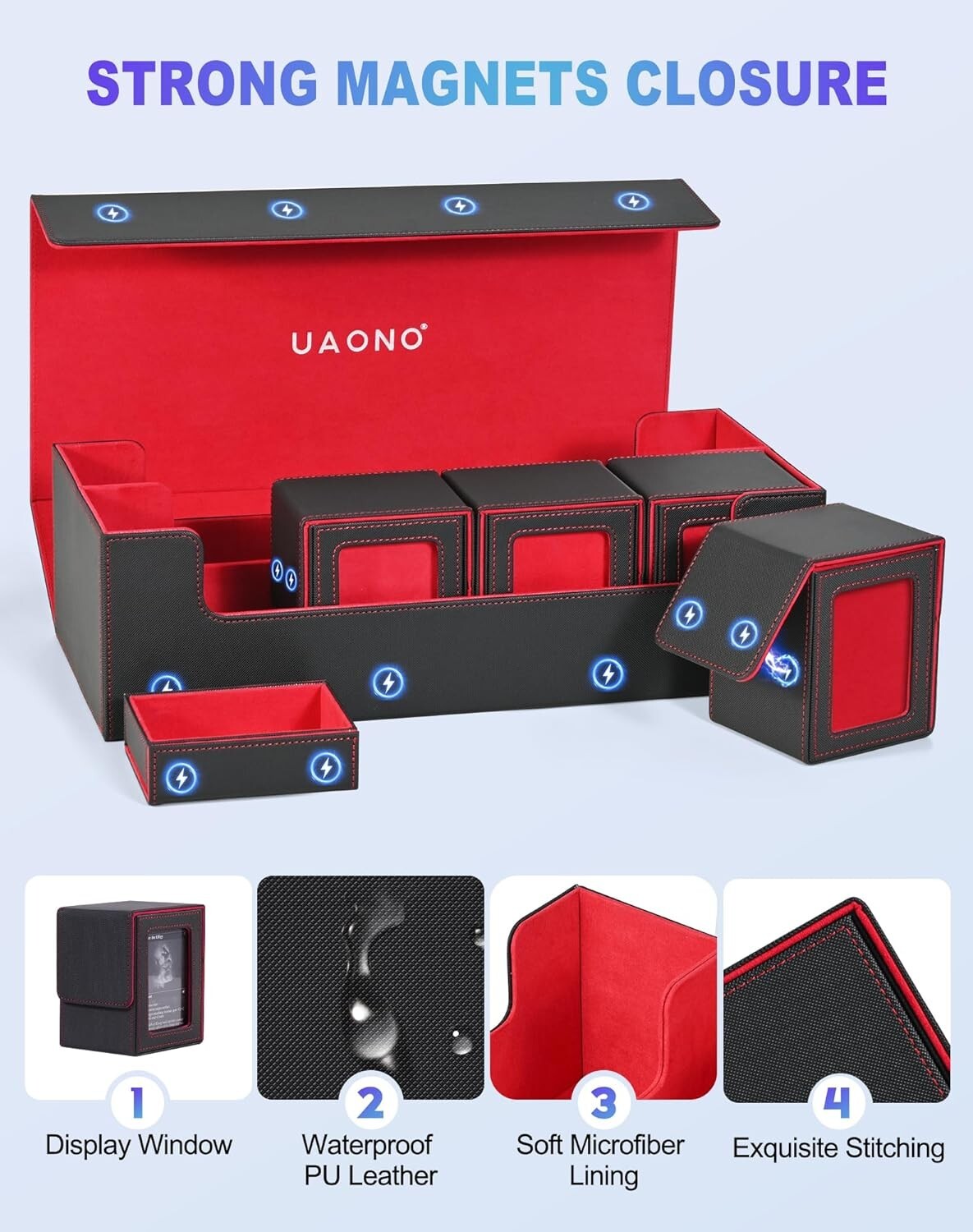 Portable 5 in 1 Card Deck Case with Magnetic Closure - For All Trading Cards