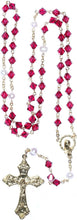 Load image into Gallery viewer, Exquisite 18'' Ruby Crystal Rosary with Gold Finish &amp; Prayer Guide Included
