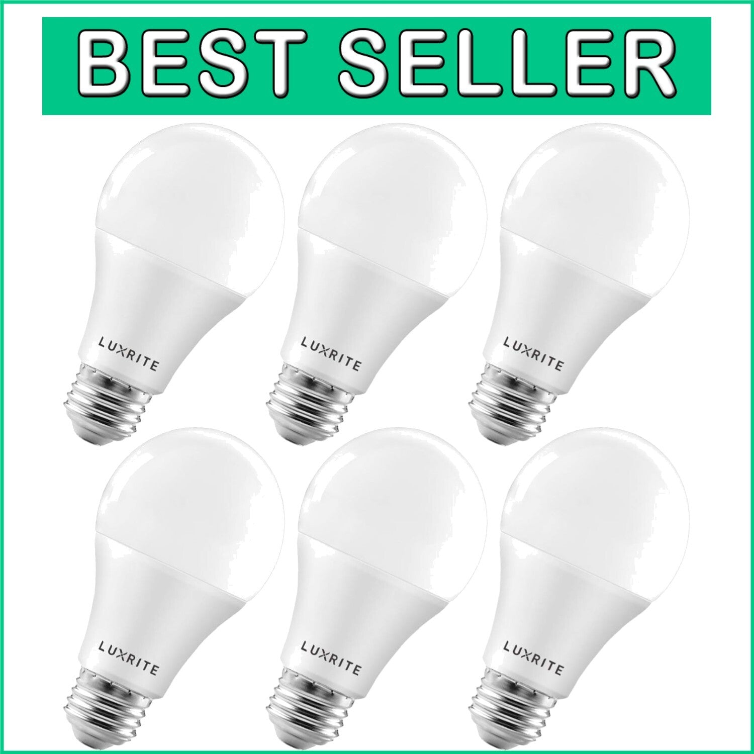6 Pack Dimmable A19 LED Light Bulbs, 3500K Natural White, Enclosed Fixture Rated