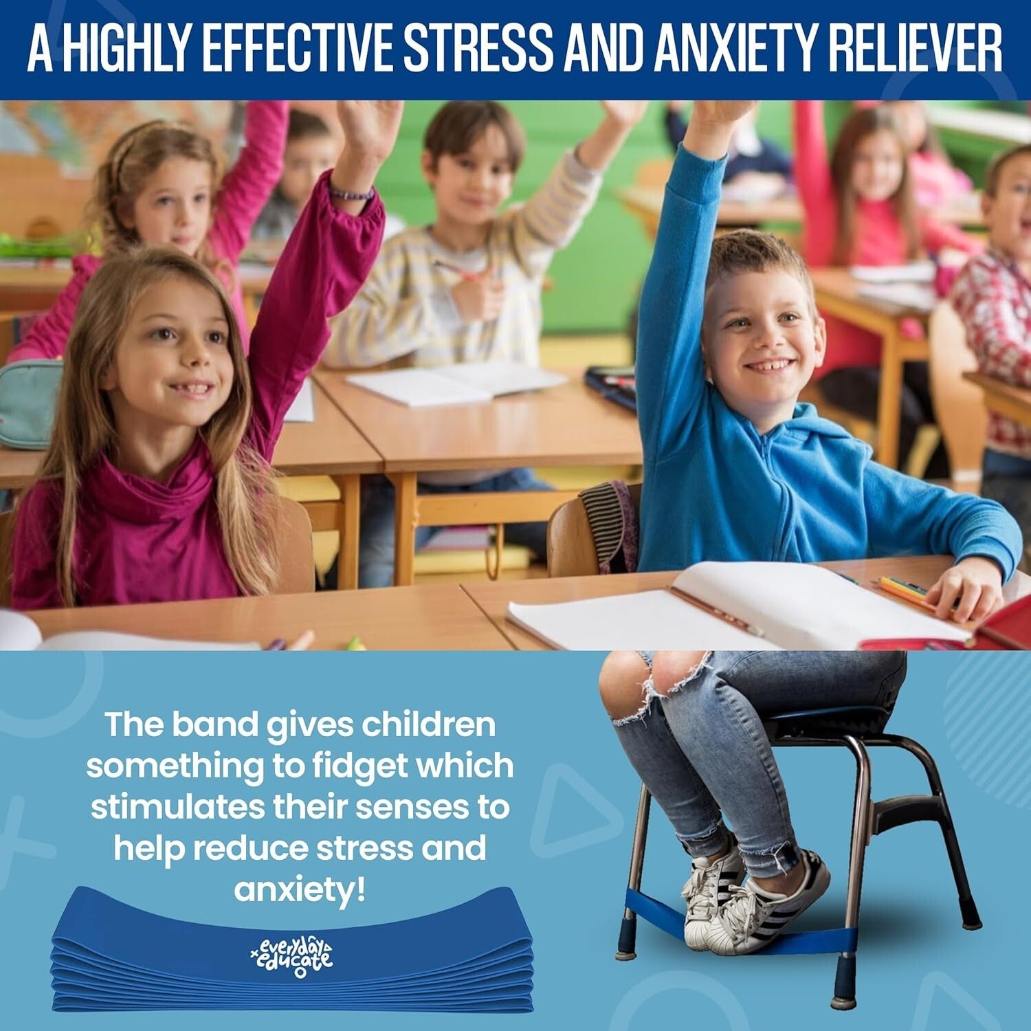 Chair Bands for Kids - Engage Muscles & Improve Focus - 24 Rubber Fidget Bands