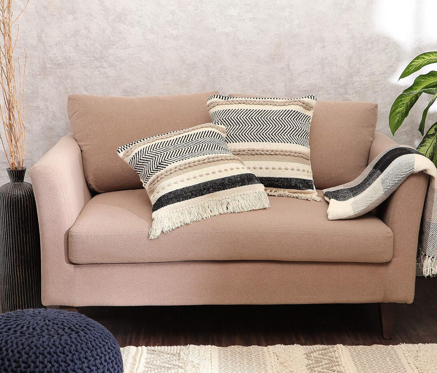 Elegant Boho Throw Pillow Covers - 18"x18" Cushion Set for Cozy Home Style