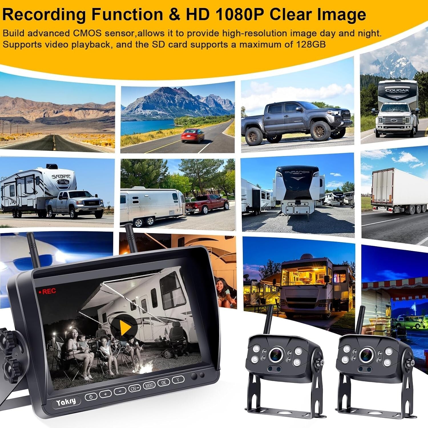 Expand Your Vision: 4-Channel HD 1080P Wireless Backup Camera for RVs and More