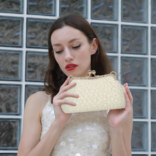 Load image into Gallery viewer, Handcrafted Vintage Pearl Evening Bag with Detachable Chain - Perfect for Brides