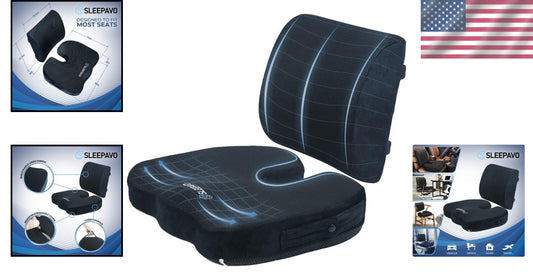 Orthopedic Memory Foam Seat Cushion for Back Pain Relief - Portable & Adjustable