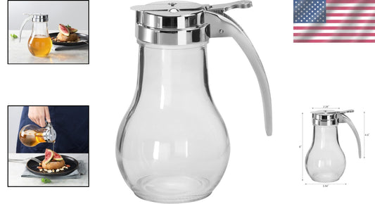 Elegant 14 Oz Glass Honey Dispenser with Chrome Spout & Thumb Lever - Set of 12