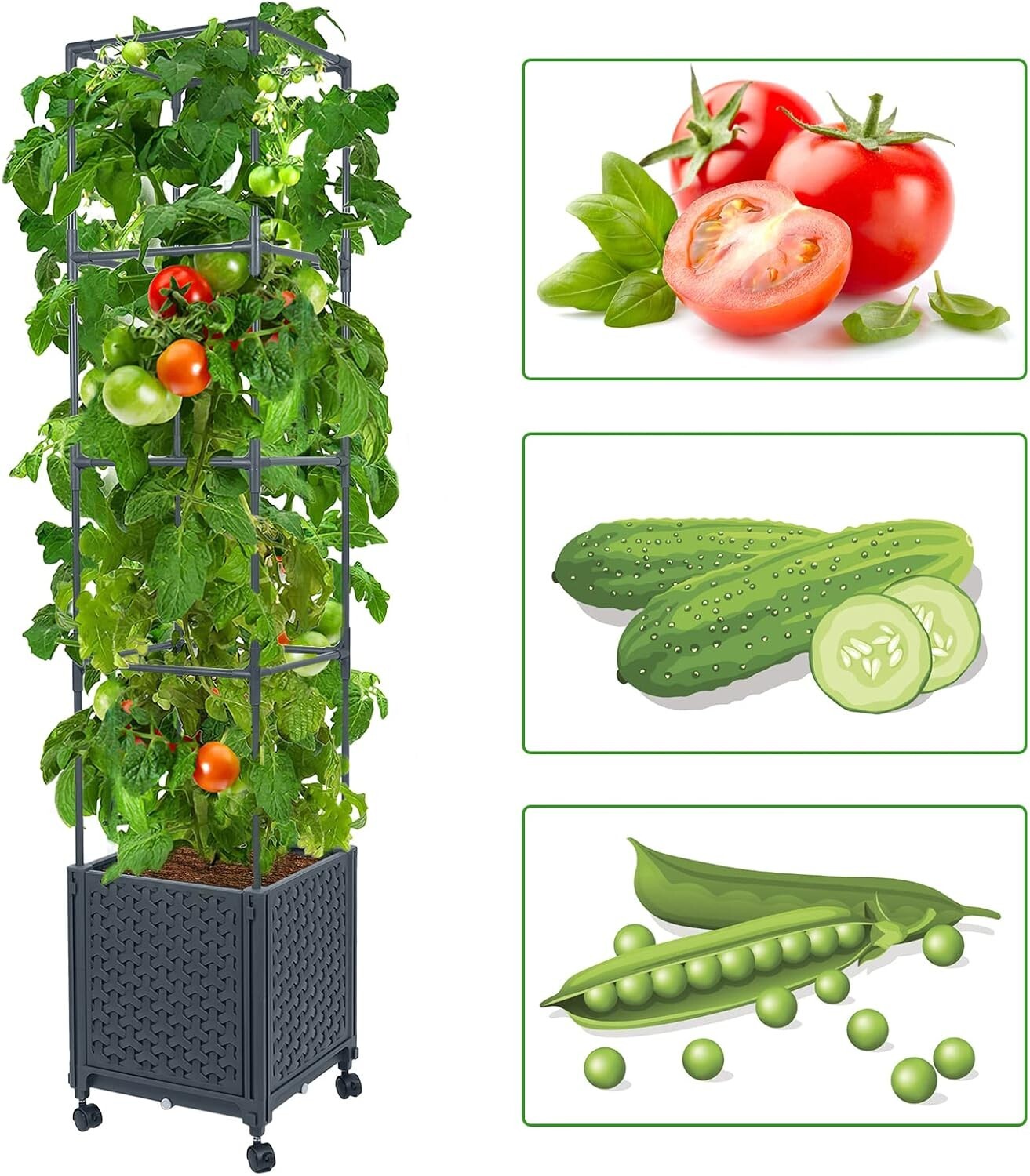 Mobile Raised Garden Bed with Trellis: Perfect for Climbing Vegetables & Flowers
