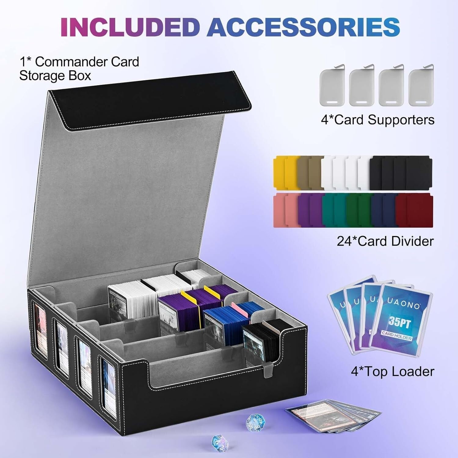 Durable Trading Card Case with Removable Lid and 24 Dividers - Perfect for MTG