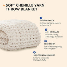 Load image into Gallery viewer, Breathable and Soft Chunky Knit Chenille Throw Blanket - Elegant Ivory 80''x90''
