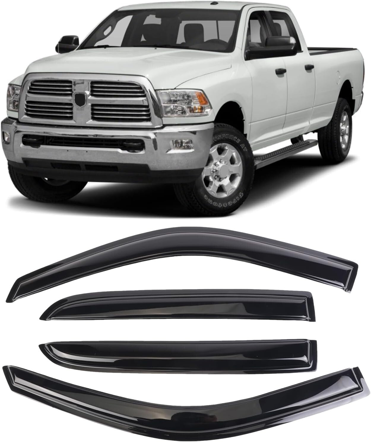 Black Acrylic Window Visors for 2009-2014 Dodge Ram 1500/2500/3500 - Set of 4