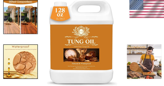 Eco-Friendly 1 Gallon Tung Oil Finish - Perfect for Furniture and Food Surfaces