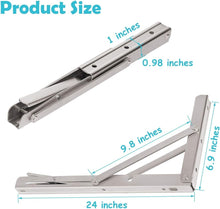 Load image into Gallery viewer, Versatile 550 lb Capacity 24'' Stainless Steel Folding Shelf Brackets - 2-Pack