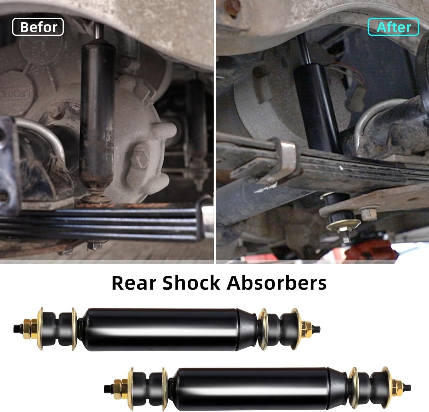 Durable Black Steel Shock Absorbers for Club Car DS & Precedent Models 88-Up