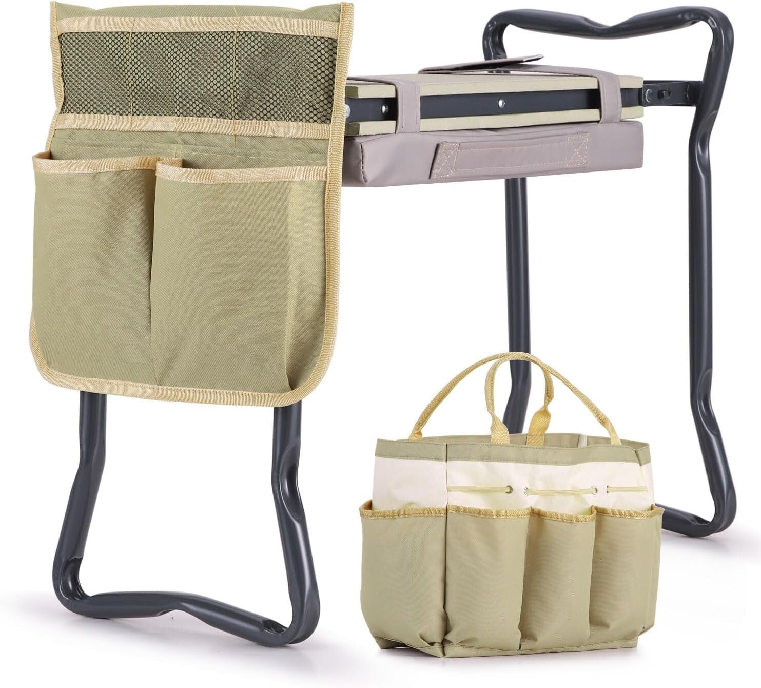 Versatile Folding Garden Stool with Extra Kneeling Pad - Supports 330 lbs