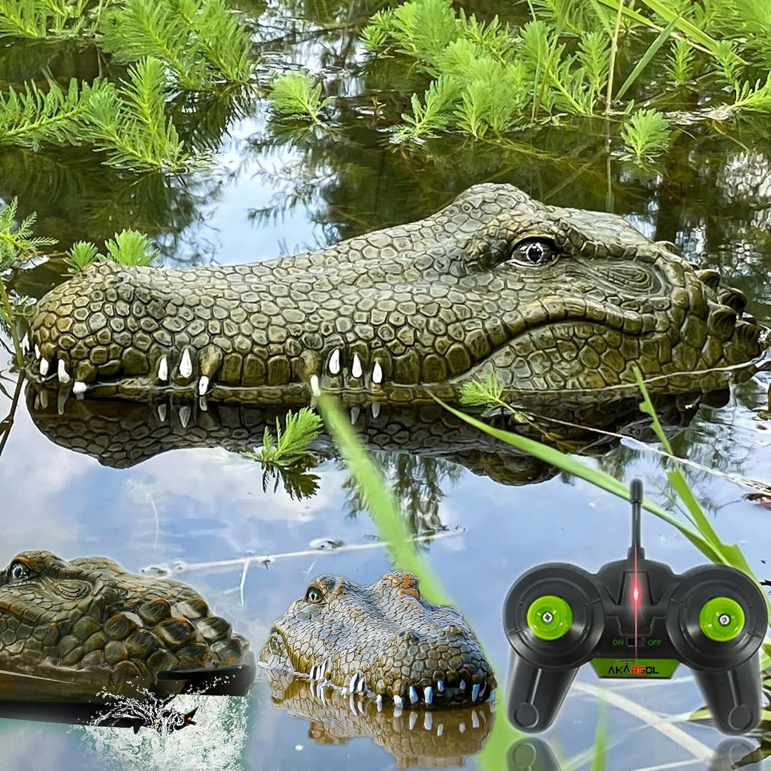 Rechargeable 2.4GHz Remote-Controlled Alligator Head – Ideal Pool Prank