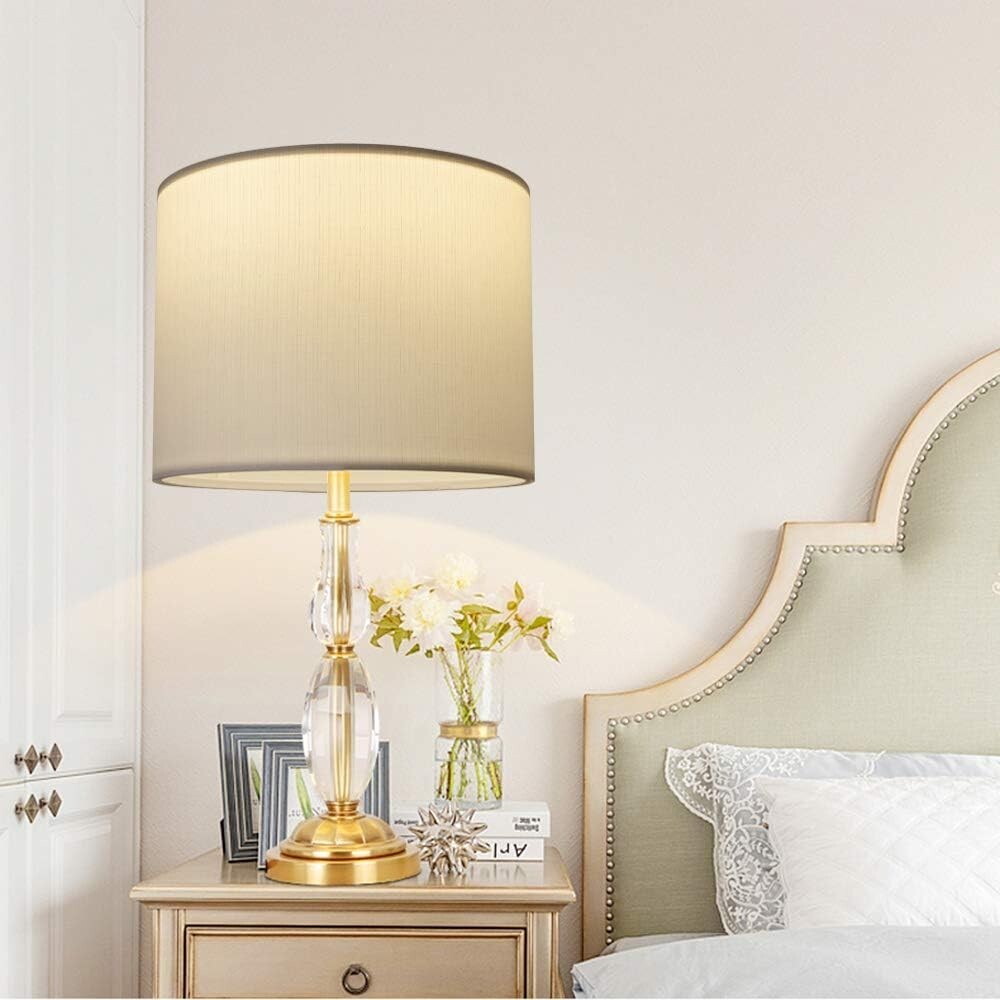 Elegant White Linen Drum Lampshade 13x13x10 for Table & Floor Lamps