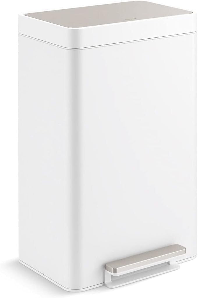 Fingerprint-Resistant 11 Gallon Trash Can - Step-On Foot Pedal and Liner Bins