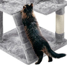 Load image into Gallery viewer, Light Gray Cat Condo with Three Platforms &amp; Scratching Posts - Easy Assembly