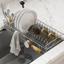 Load image into Gallery viewer, 17" Stainless Steel Over Sink Dish Drying Rack with Removable Utensil Holder
