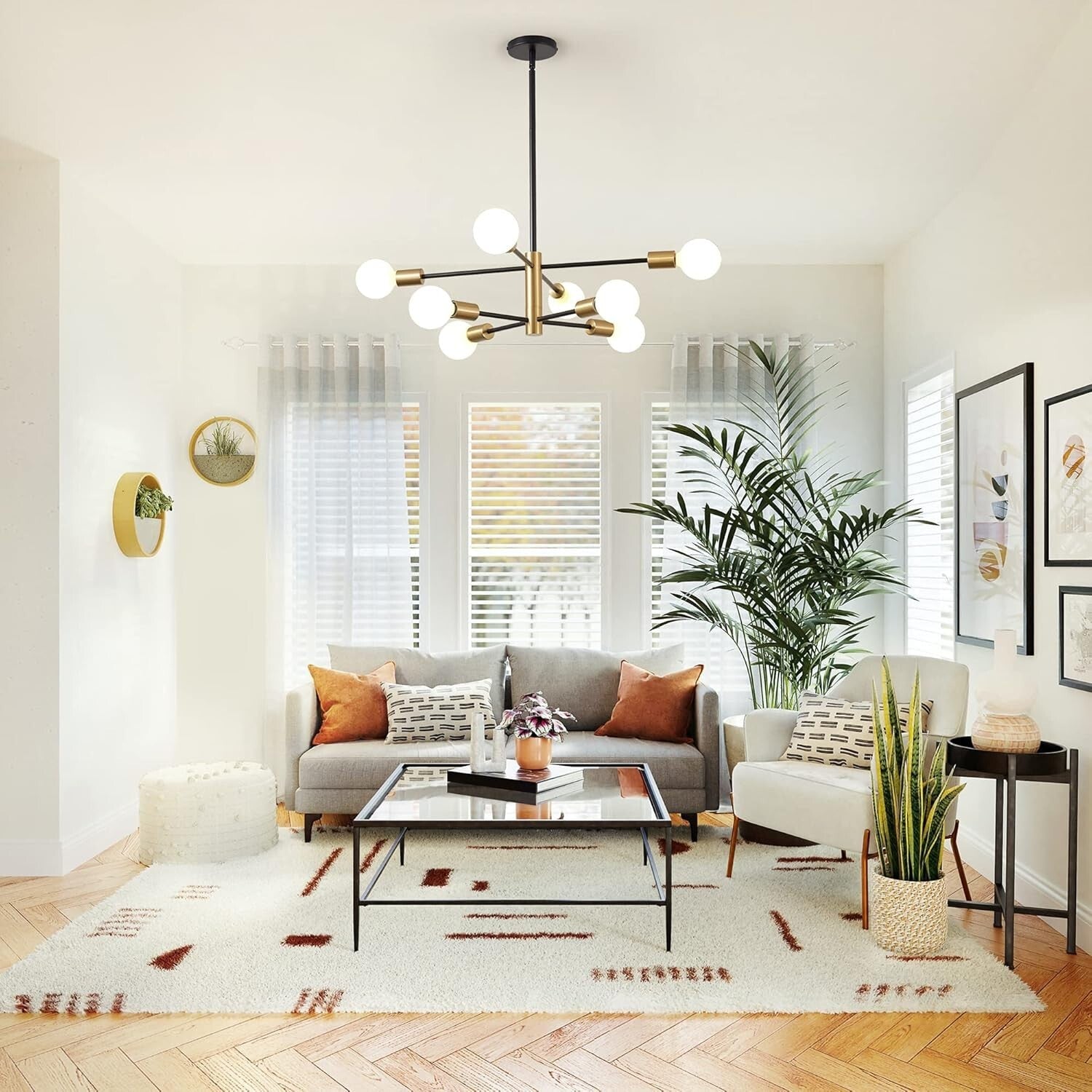 Stunning Mid-Century 8-Light Sputnik Chandelier - Easy Install & UL Certified