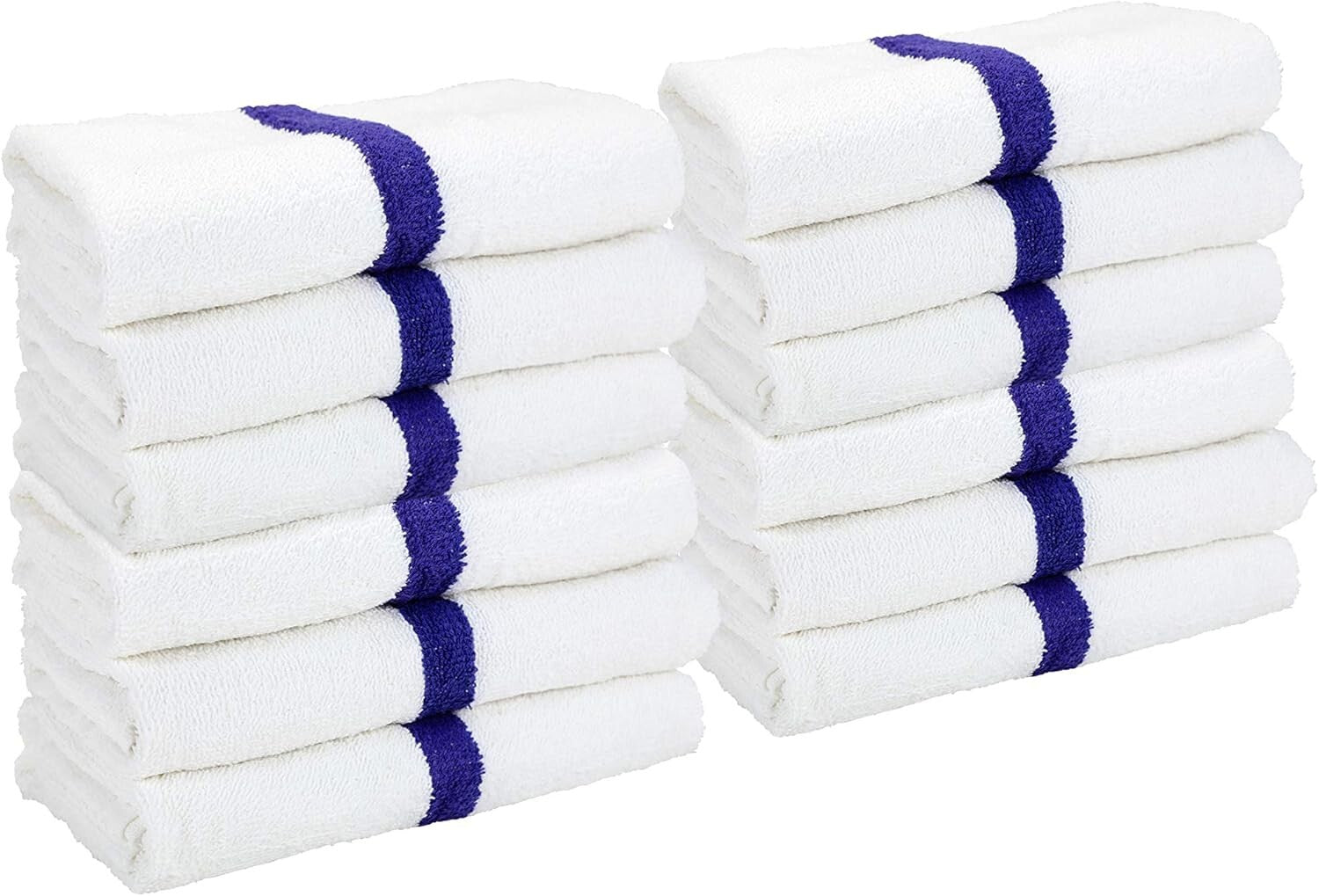 Economy 12-Pack Blue Striped Bath Towels - Luxury Hotel Quality for All Ages