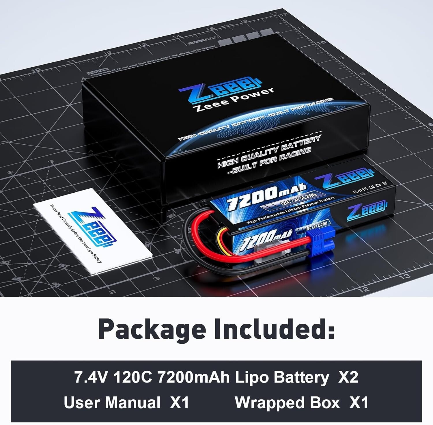Compact 7200mAh 7.4V 120C Lipo Batteries - 2-Pack for Enhanced RC Performance