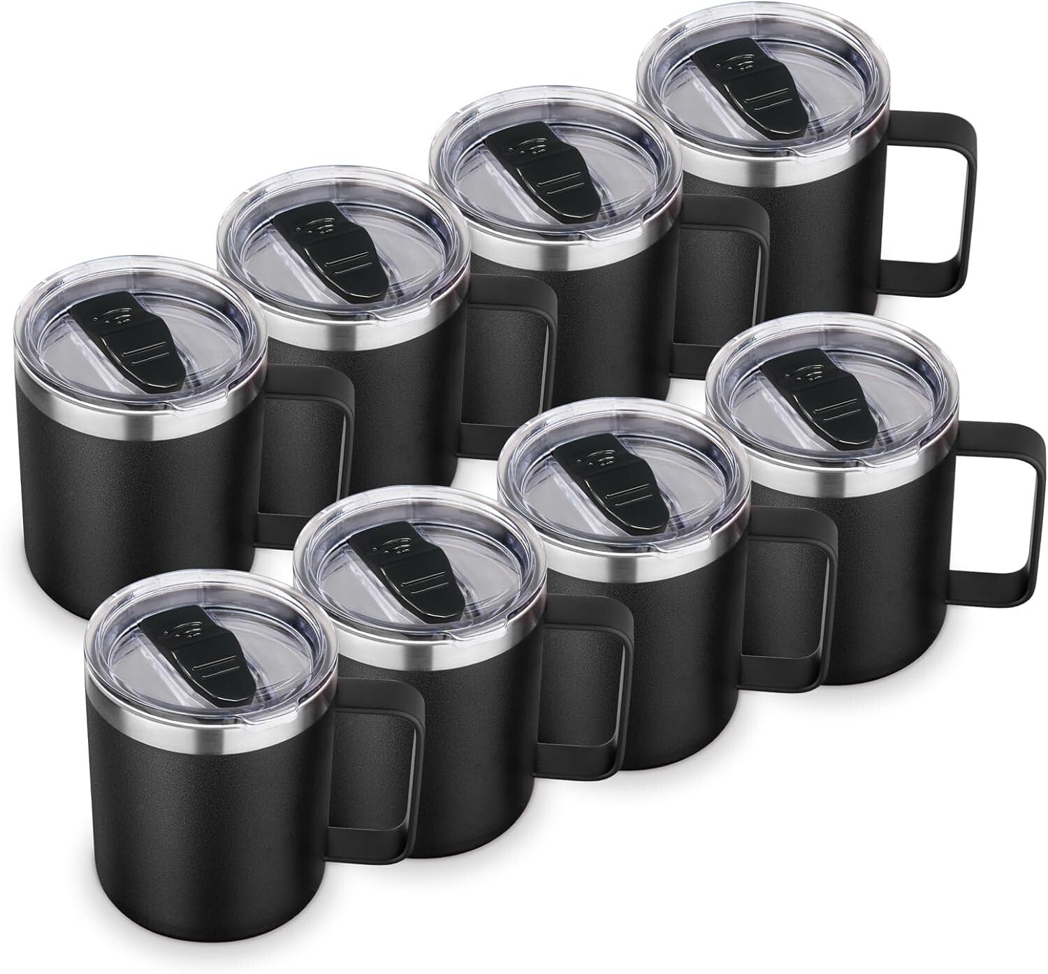 Elegant 8 Pack Insulated Travel Mugs – Durable 14oz Stainless Steel with Lid
