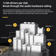 Load image into Gallery viewer, IEM Earphones with 24 Balanced Armature Drivers &amp; Detachable Cable - HiFi Sound