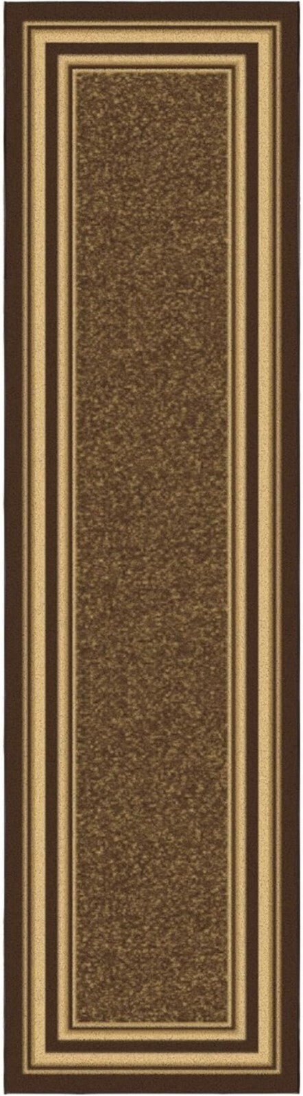 Non-Slip Brown Polypropylene Runner Rug 2'7" x 9'10" for High Traffic Areas