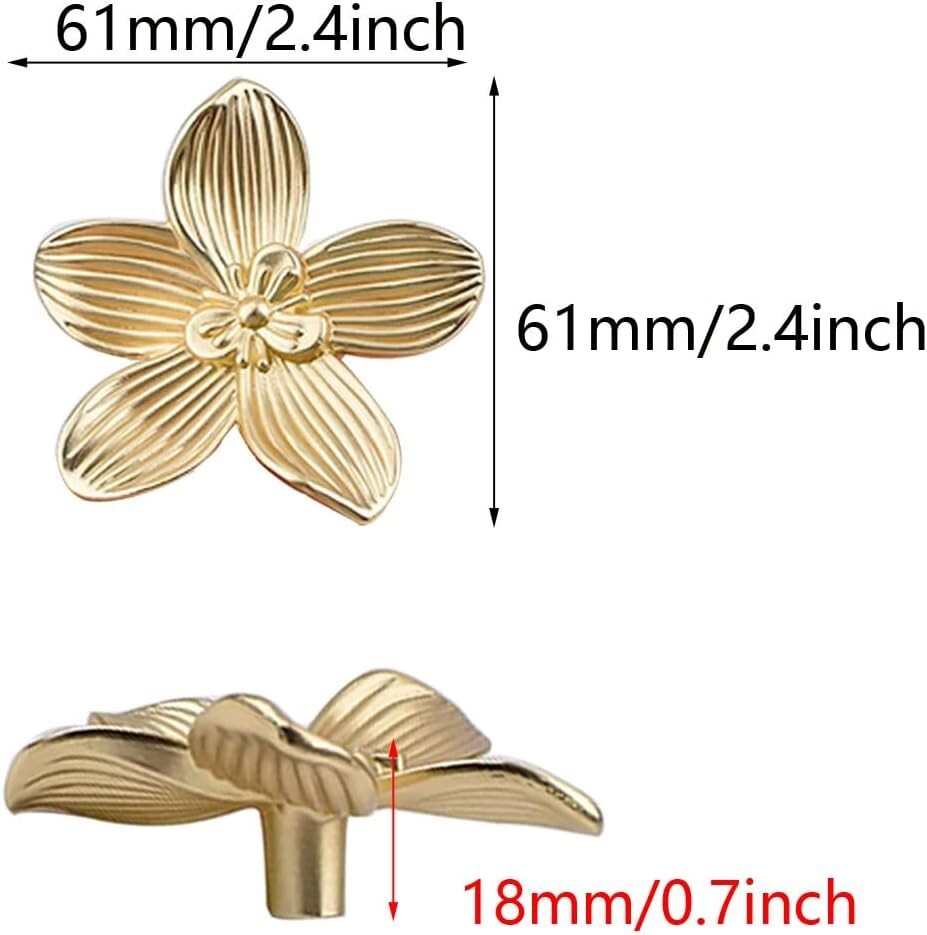 12PC Gold Flower Drawer Knobs - Elegant Kitchen Cabinet Pulls for Stylish Decor