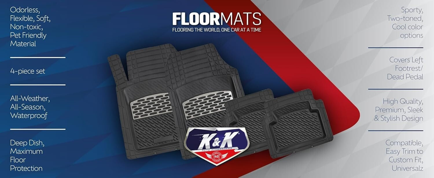 Universal Car Floor Mats in Sapphire Black - Customizable Fit for SUVs & Trucks