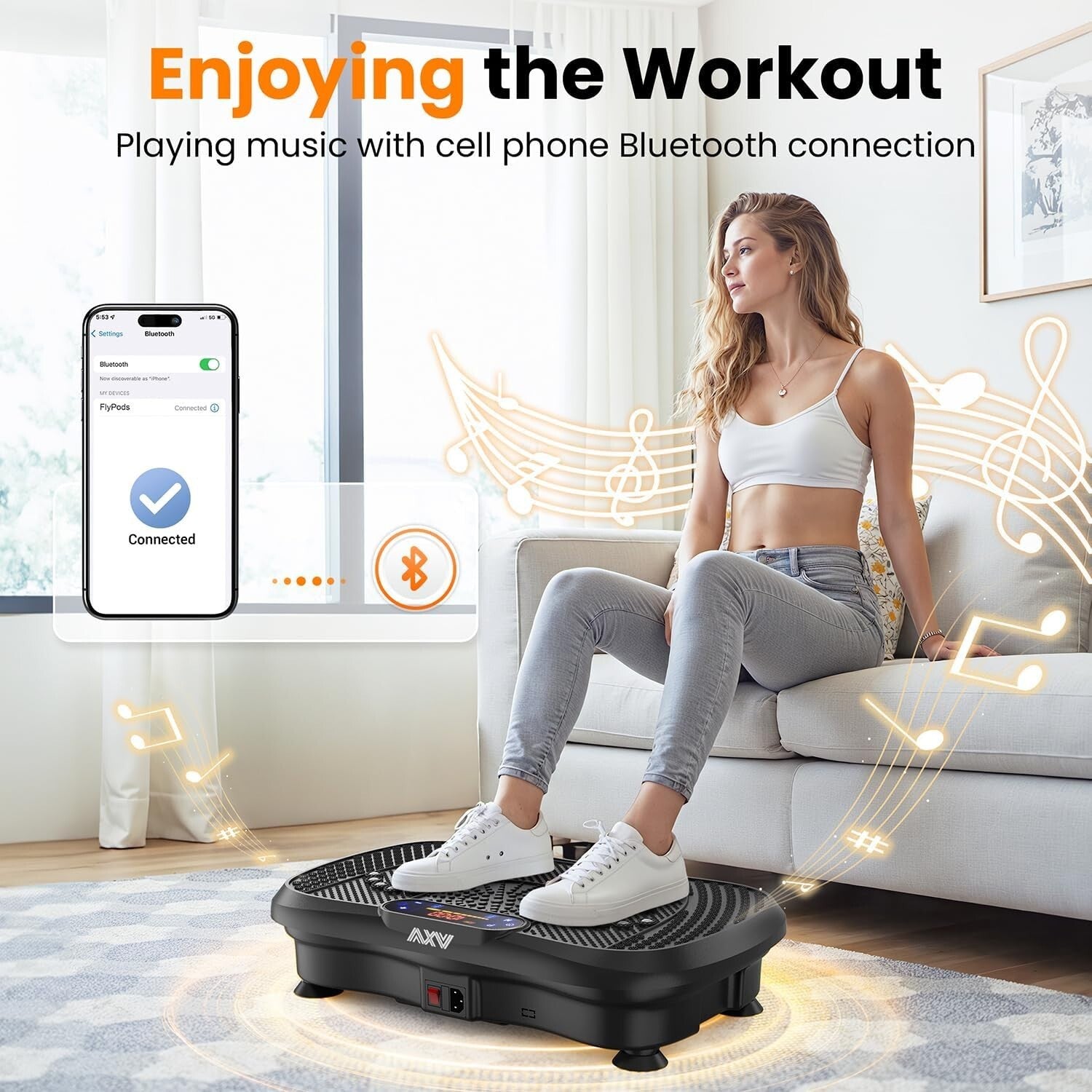 All-in-One Vibration Plate with Bluetooth and Resistance Bands – 330 lbs Limit
