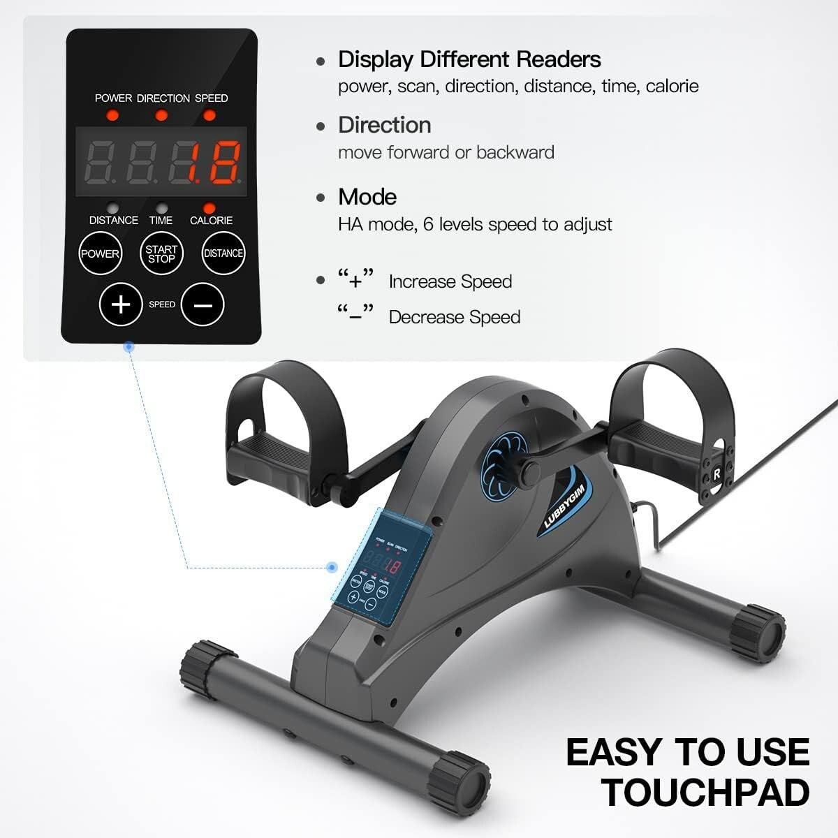 Adjustable Mini Exercise Bike for Arms and Legs: 6-Speed Silent Pedal Exerciser