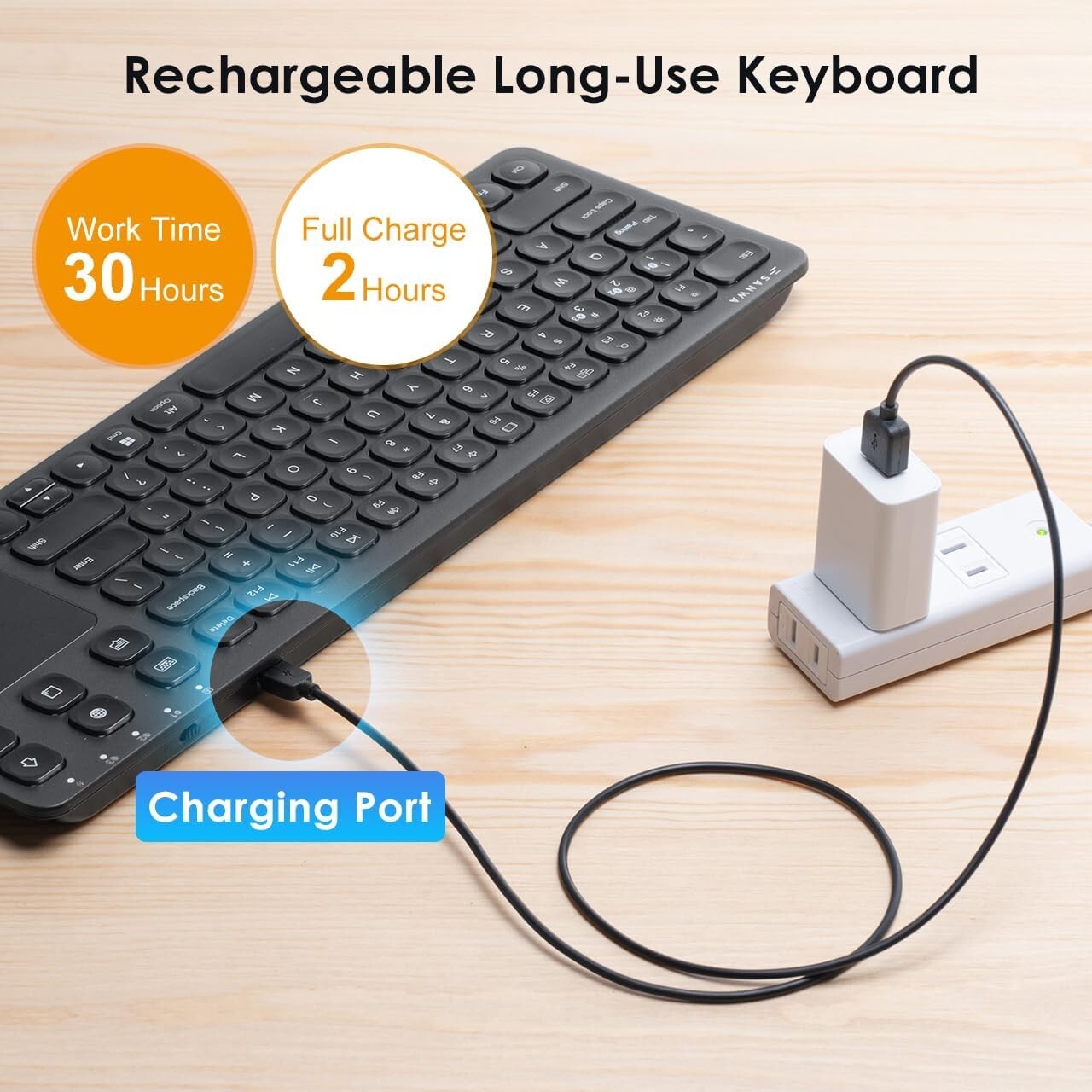 Portable Wireless Keyboard with Touchpad - Connects with Laptops, Tablets & More