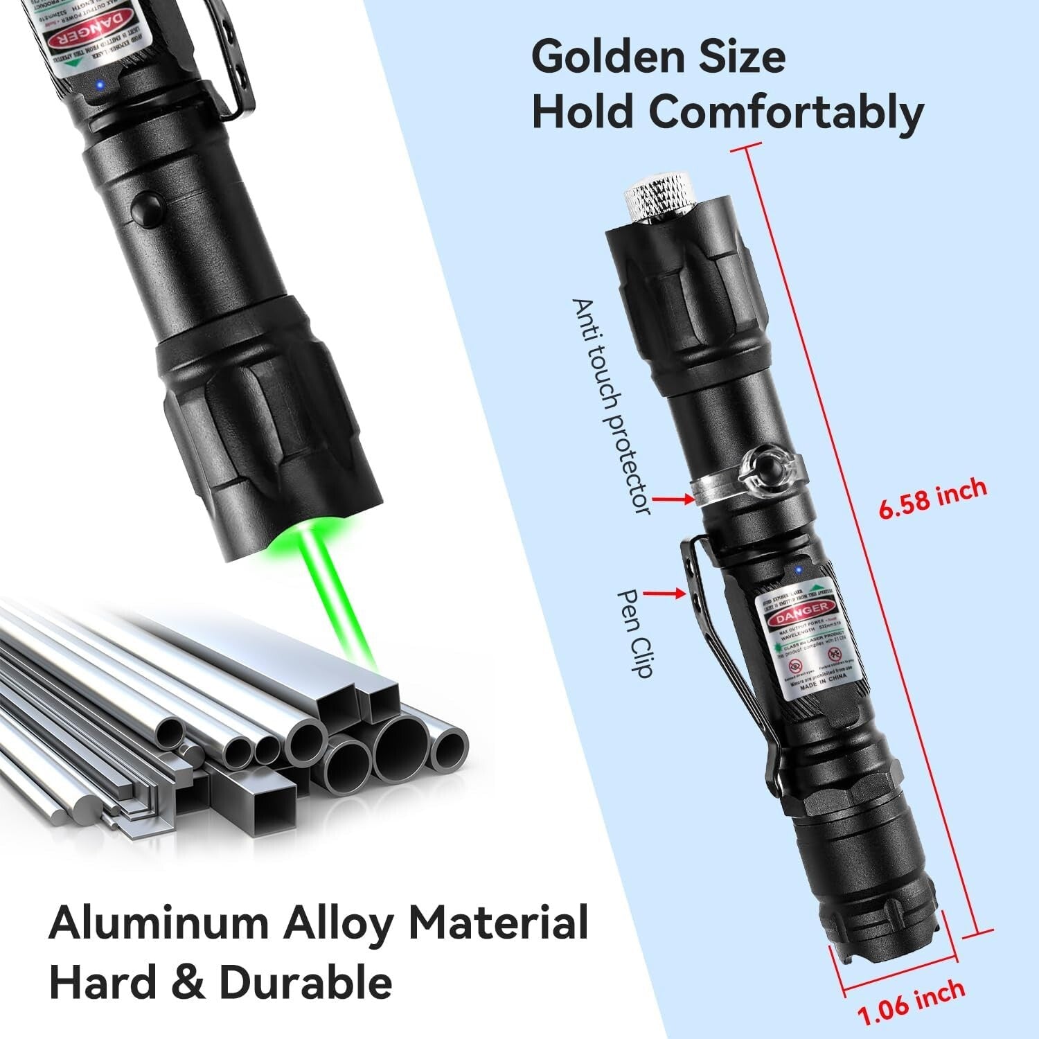 Rechargeable Green Light Flashlight Set - Perfect for Presentations & Adventures