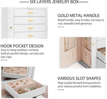 Load image into Gallery viewer, Stylish White Jewelry Box with 5 Drawers &amp; Mirror - Ideal for Rings &amp; Necklaces