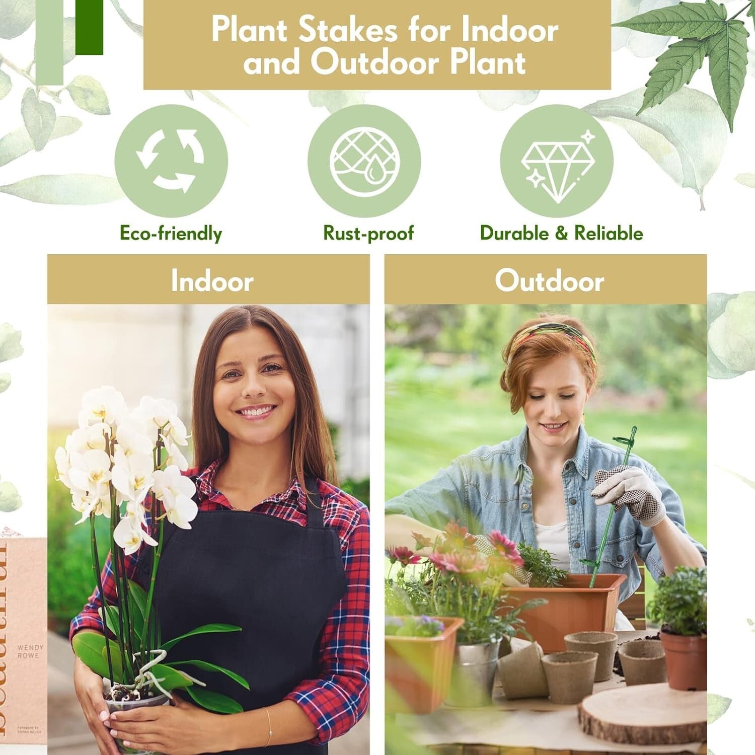 Fiberglass 12-Inch Plant Support Stakes Set - 120 Pcs for All Single-Stem Plants