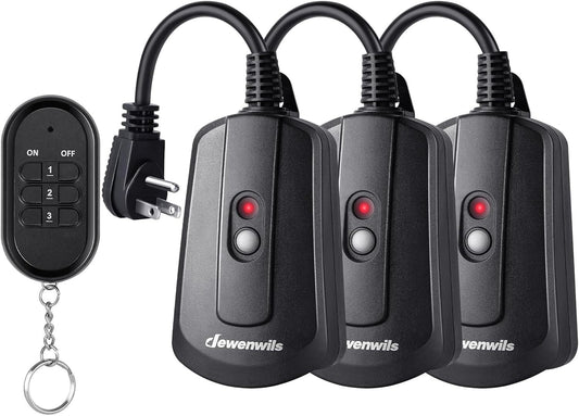 Waterproof Wireless Remote Control Outlet Kit - 3 Pack for Indoor/Outdoor Use