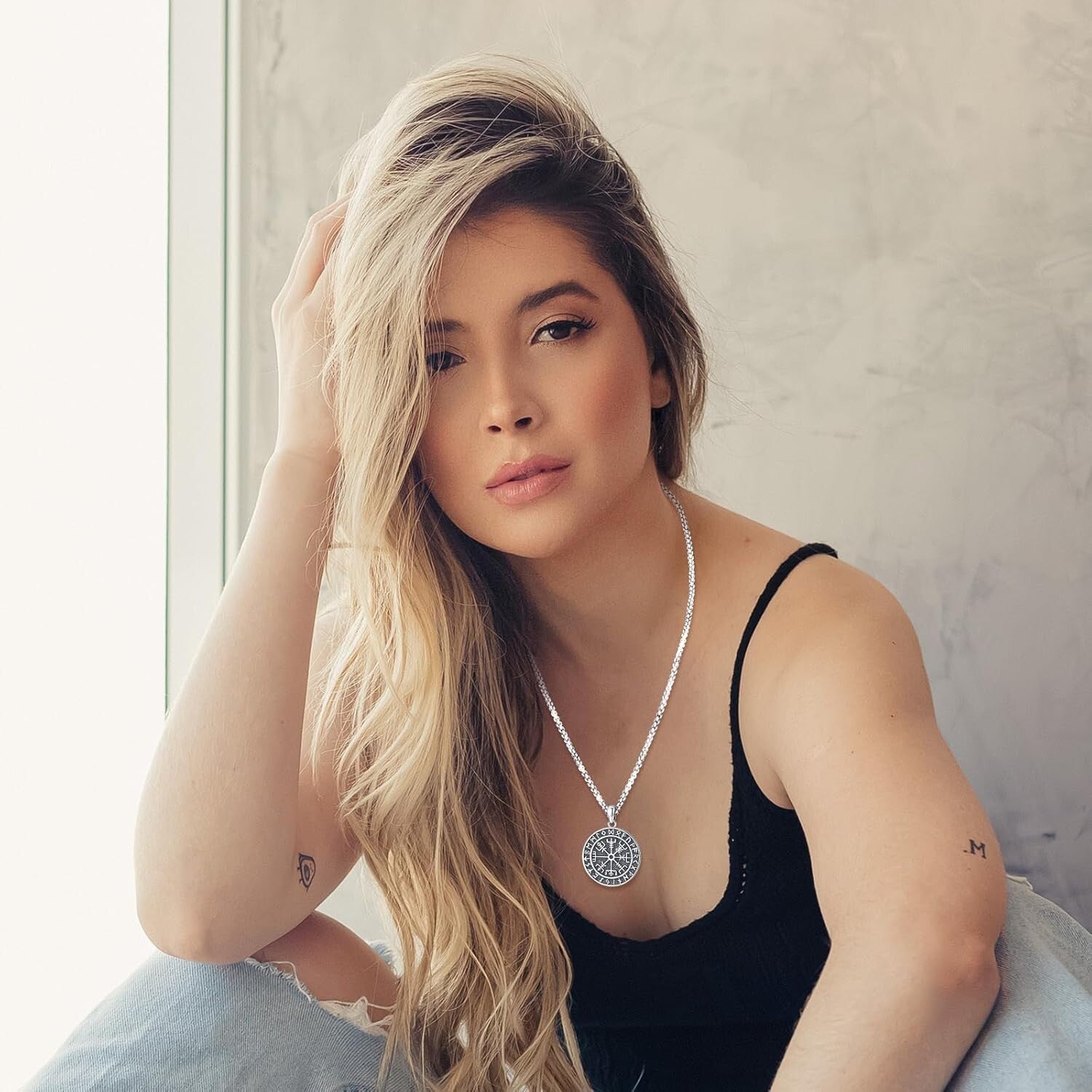 Vegvisir Viking Compass Amulet Necklace in Sterling Silver - Nordic Gift for All