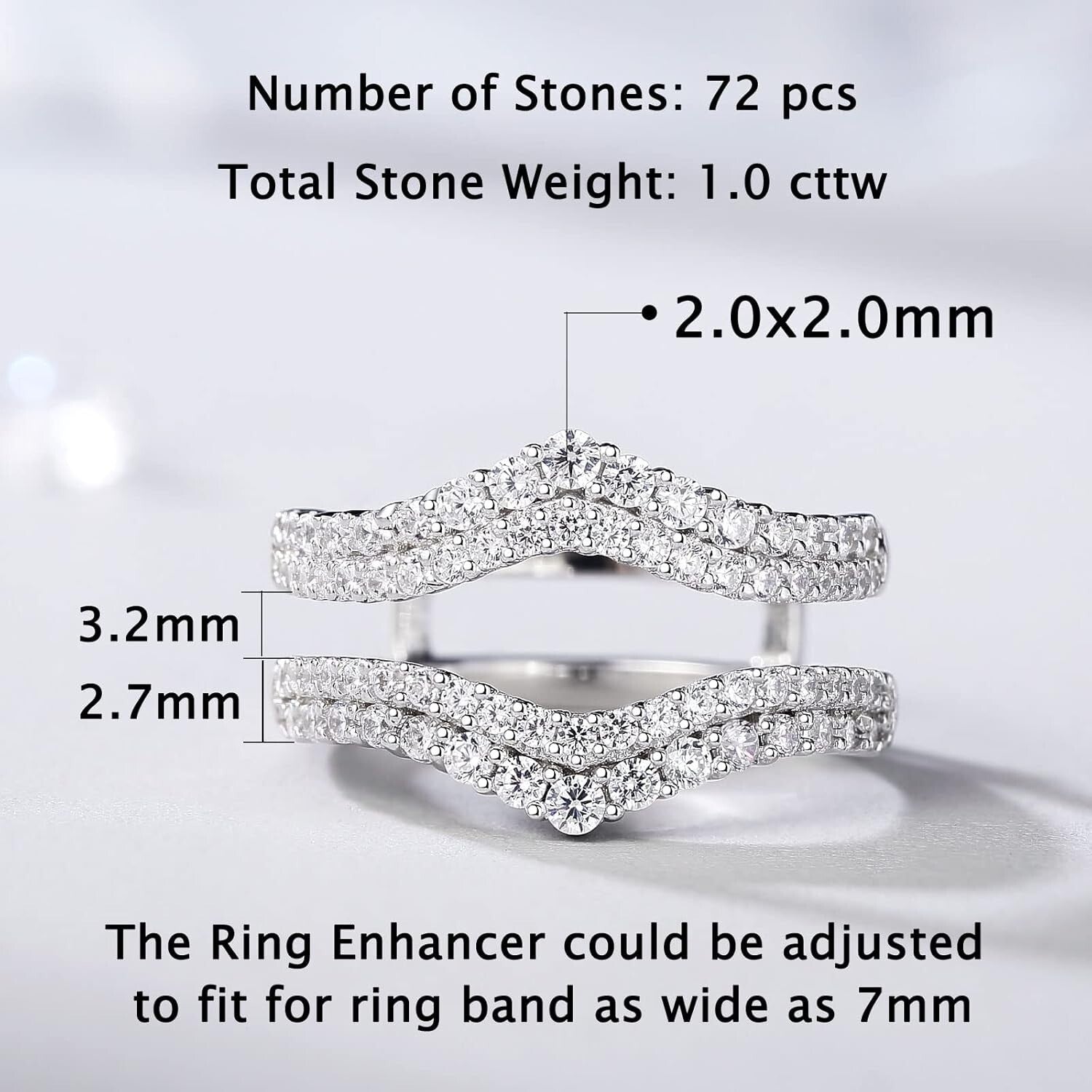 Elegant Stackable Cz Ring Enhancer, 925 Sterling Silver - Perfect Gift Packaging