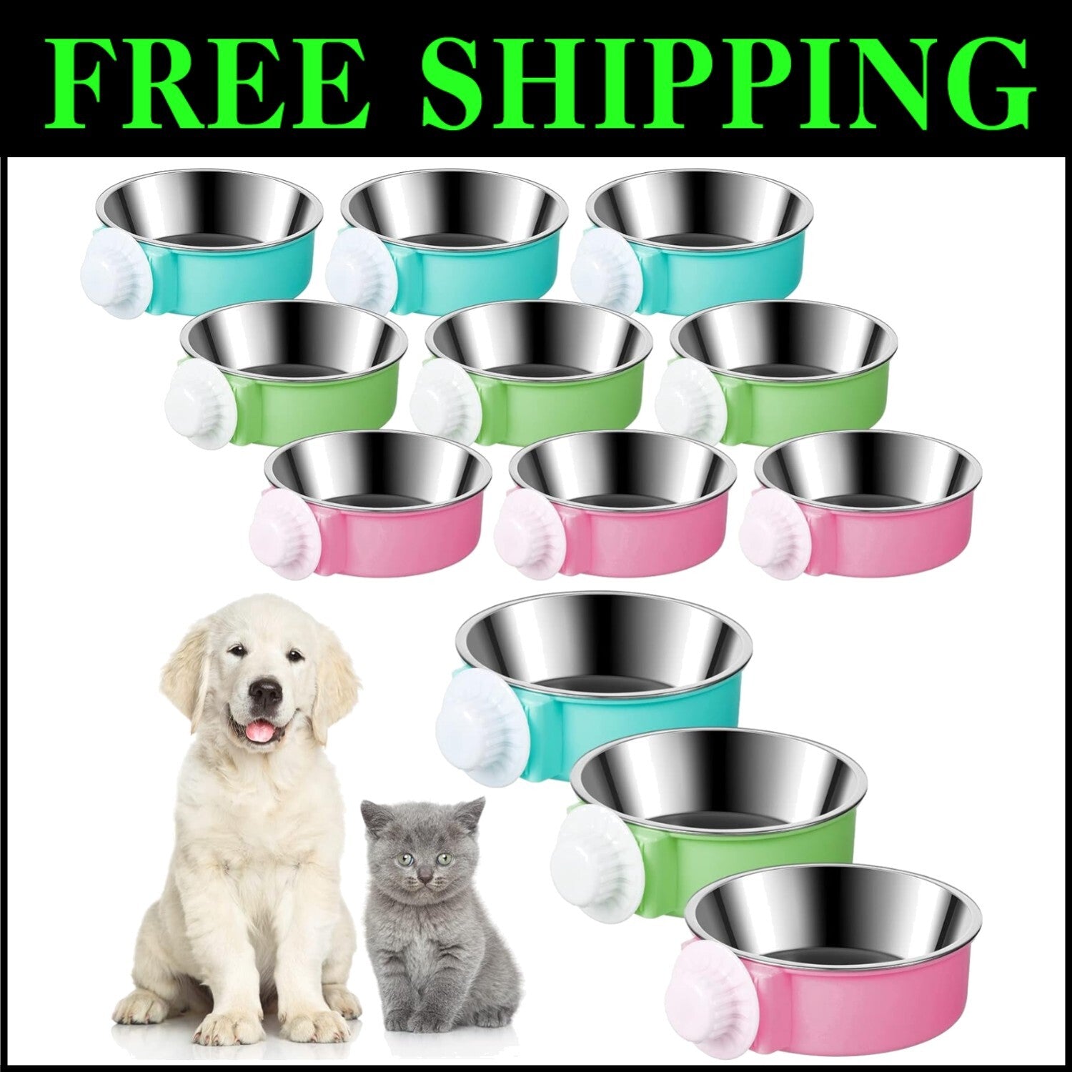 Vibrant 12 Pack Detachable Pet Bowls - Modern Hanging Feeders for Small Animals