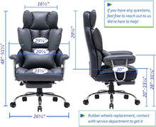 Load image into Gallery viewer, Big and Tall High Back Computer Chair with Footrest - Mineral Grey Elegance