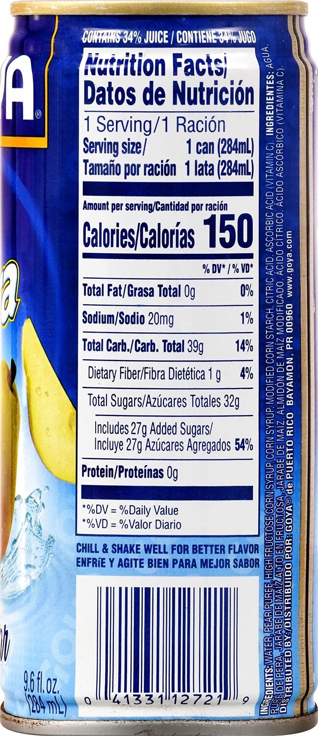 Pack of 24 Natural Pear Nectar - Refreshing Tropical Drink, 9.6 Fl Oz Each