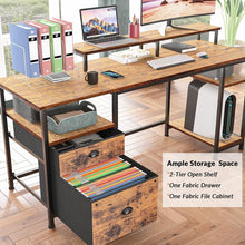 Load image into Gallery viewer, Versatile 61" Computer Desk with Shelves and File Drawer - Home Office Essential
