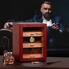 Load image into Gallery viewer, Stylish Cedar Wood Humidor for 250 Cigars - Digital Hygrometer &amp; Movable Drawers