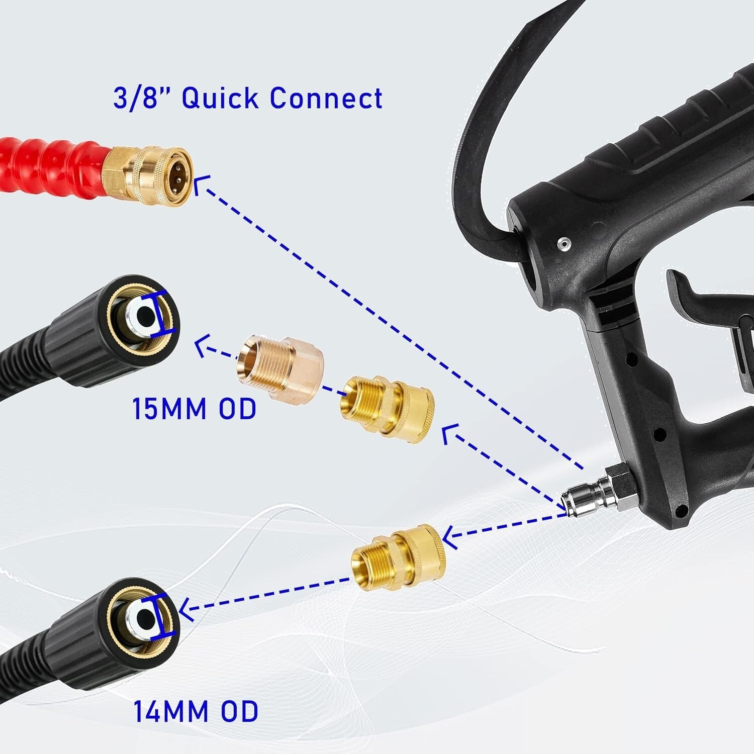20FT Pressure Washer Telescoping Wand Set with Gutter Cleaner and Support Belt