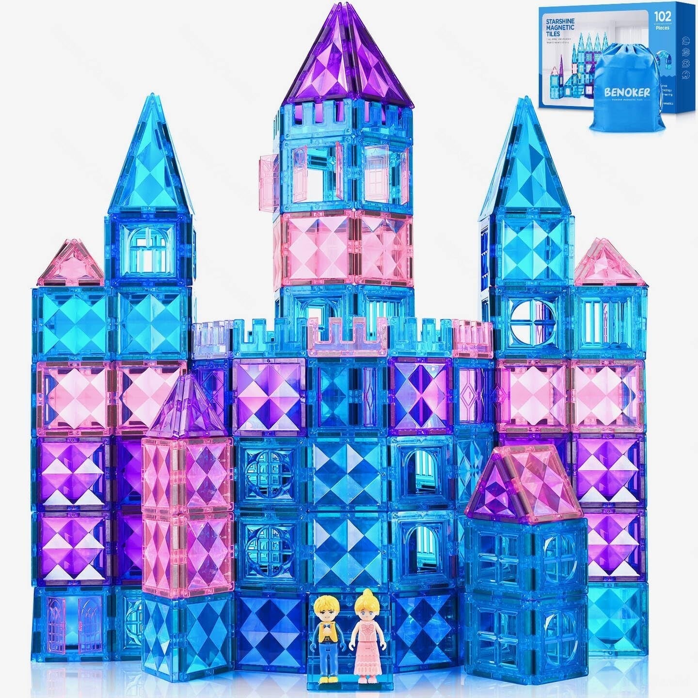 102PCS Magnetic Building Blocks: Sparkling STEM Ice Castle for Kids' Creativity
