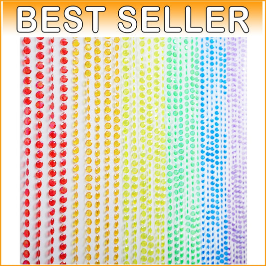 3FTx6FT Diamond Cut Beaded Curtain - Elegant Rainbow Decorative Room Divider