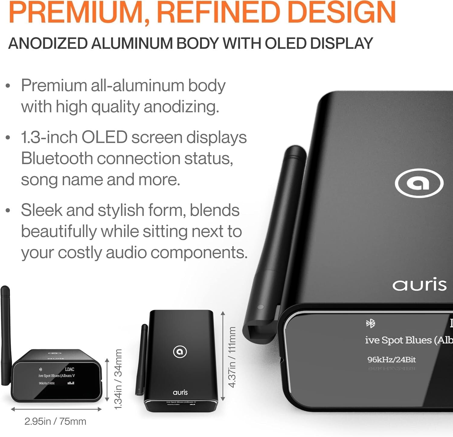 Audiophile BluMe Pro with OLED Display - Premium Bluetooth 5.3 Audio Receiver