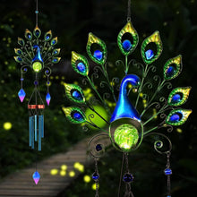 Load image into Gallery viewer, Colorful Solar Wind Chimes - 53.5" Durable Peacock Design for Romantic Lighting
