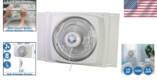 16-Inch White Window Fan - Efficient Air Circulation with 3 Speeds